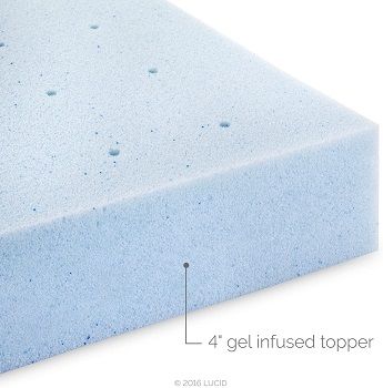 LUCID 4 Inch Gel Memory Foam Mattress Topper review